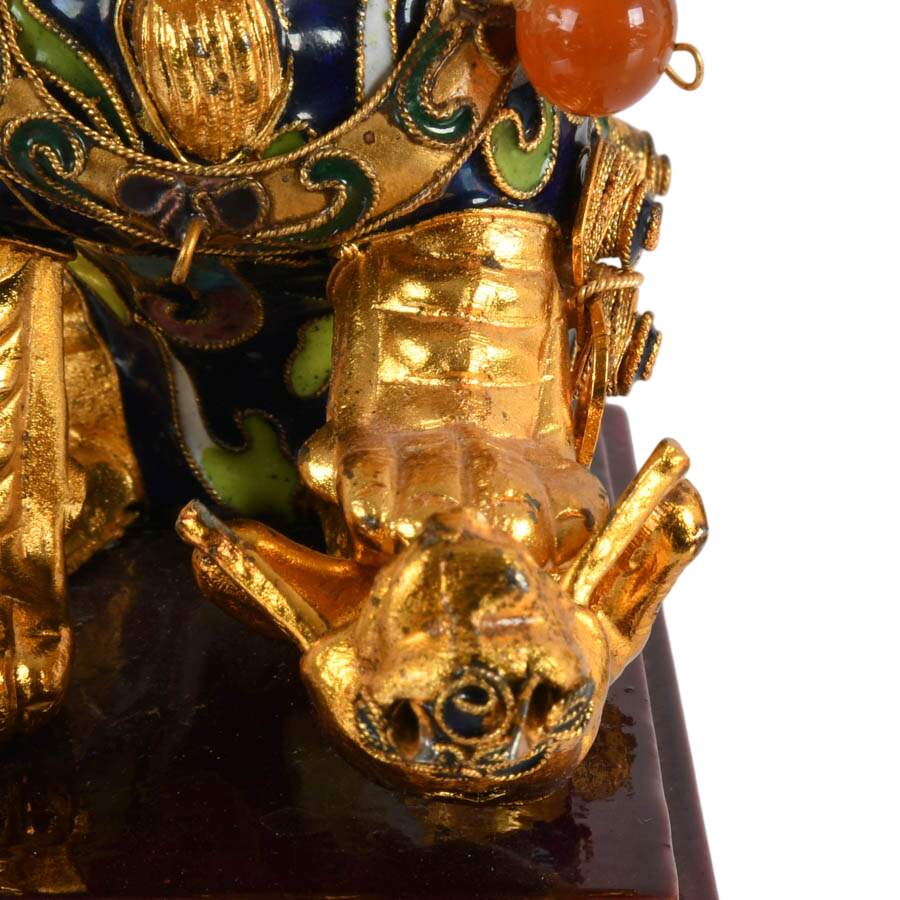 Pair of Cloisonné Copper Enamel Imperial Lions Figurines-8