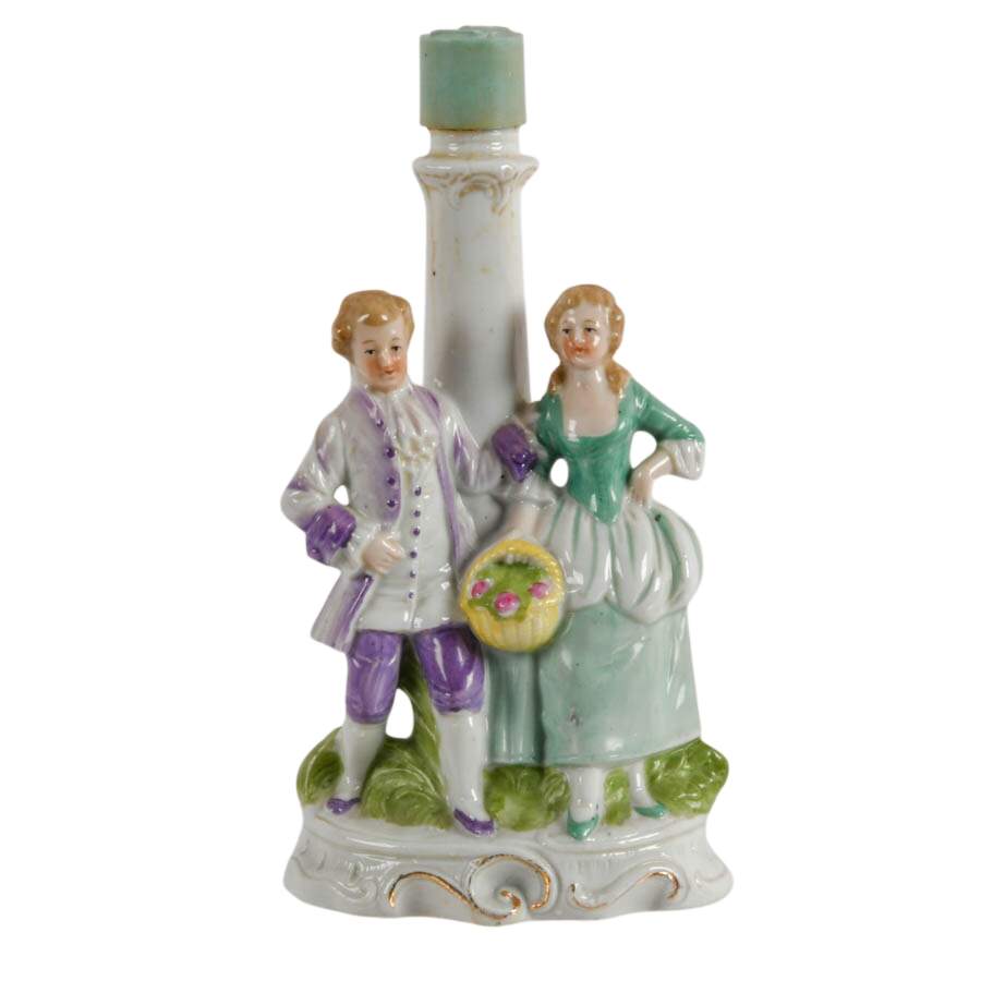 Grouping of Four Antique German Porcelain Figurine Lamp Bases-6