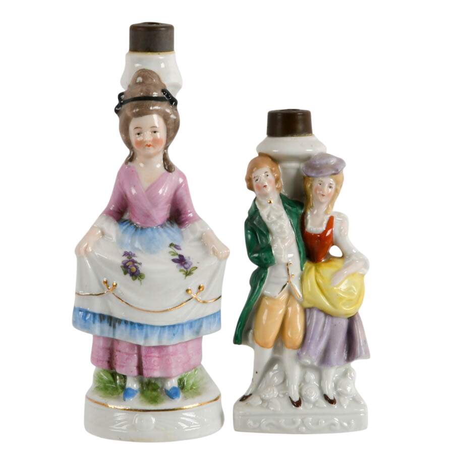 Grouping of Four Antique German Porcelain Figurine Lamp Bases-5