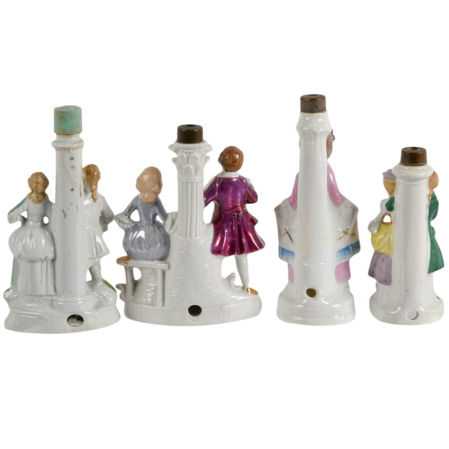 Grouping of Four Antique German Porcelain Figurine Lamp Bases-4
