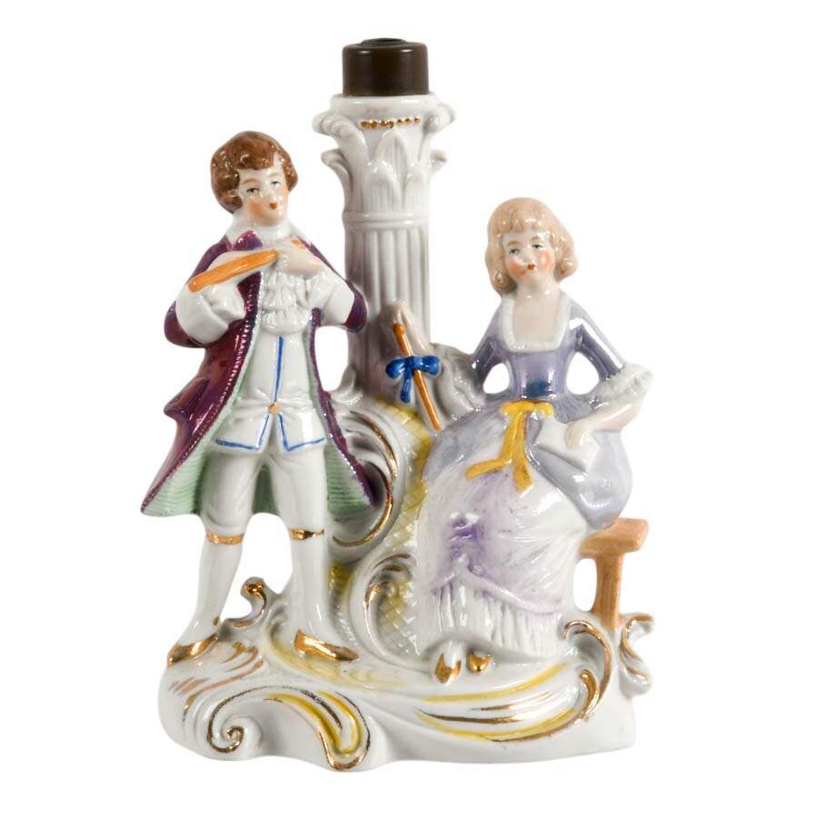 Grouping of Four Antique German Porcelain Figurine Lamp Bases-2