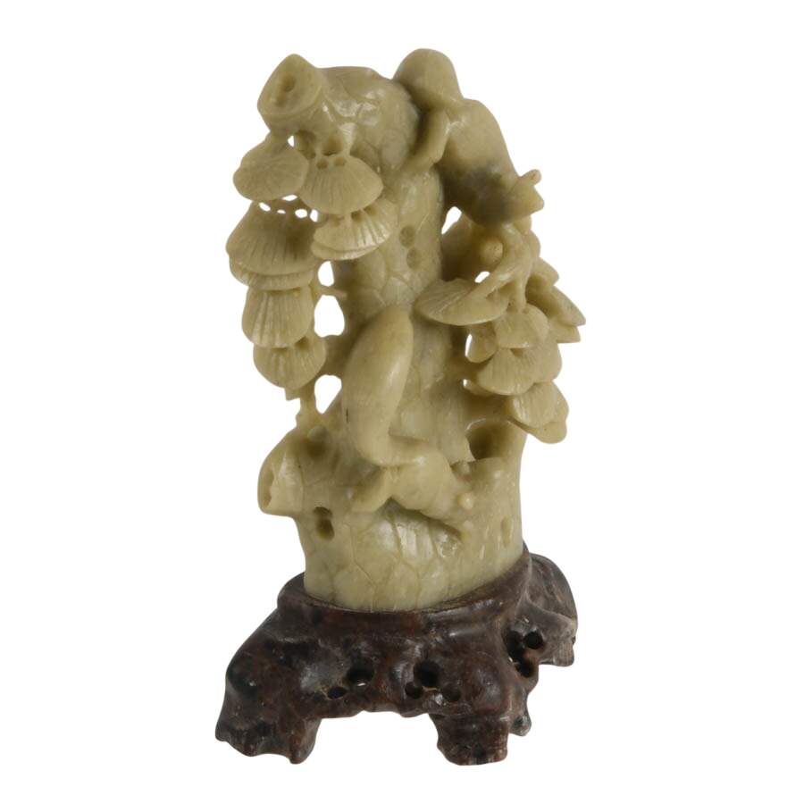 Squirrels at Play Chinese Carved Soapstone Sculpture on Base-8