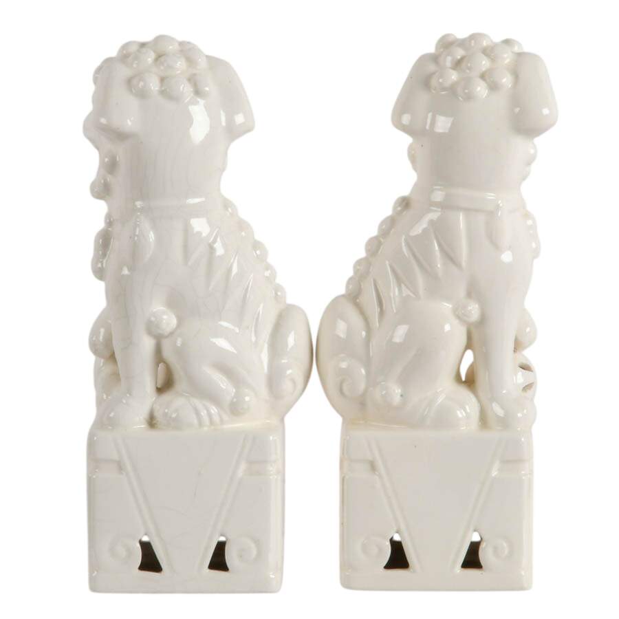 Pair of Chinese White Ceramic Imperial Lions-3