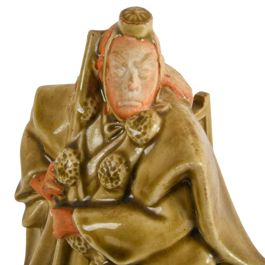 Pair of Celadon Glaze Japanese Kutani Monk Figures-2