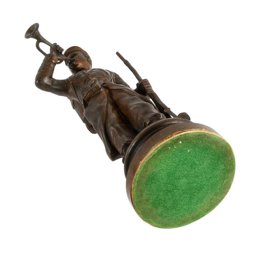 Signed Regzon Bronze "Le Clairon" Soldier In the Style of Charles Anfrie-10