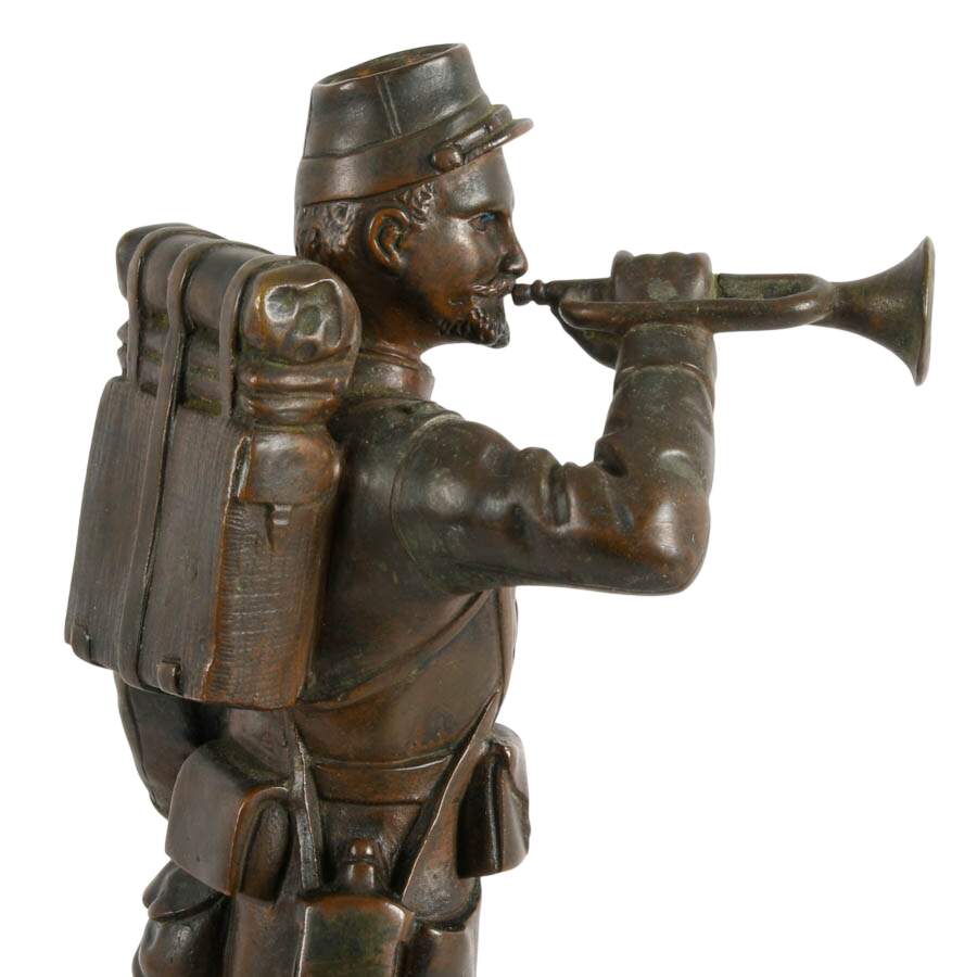 Signed Regzon Bronze "Le Clairon" Soldier In the Style of Charles Anfrie-5