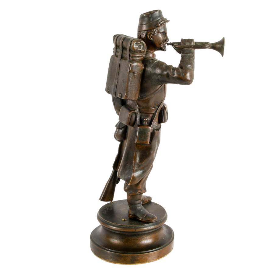 Signed Regzon Bronze "Le Clairon" Soldier In the Style of Charles Anfrie-4