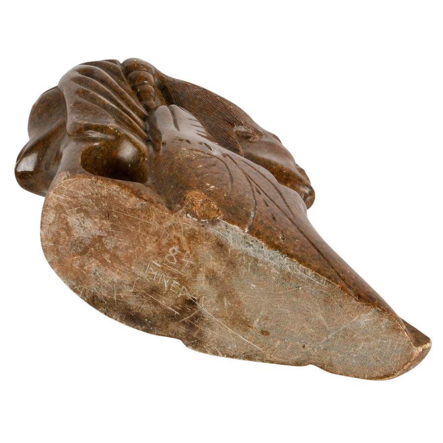 Signed Lorne Fineday Double-Faced Carved Marble Native Sculpture-10