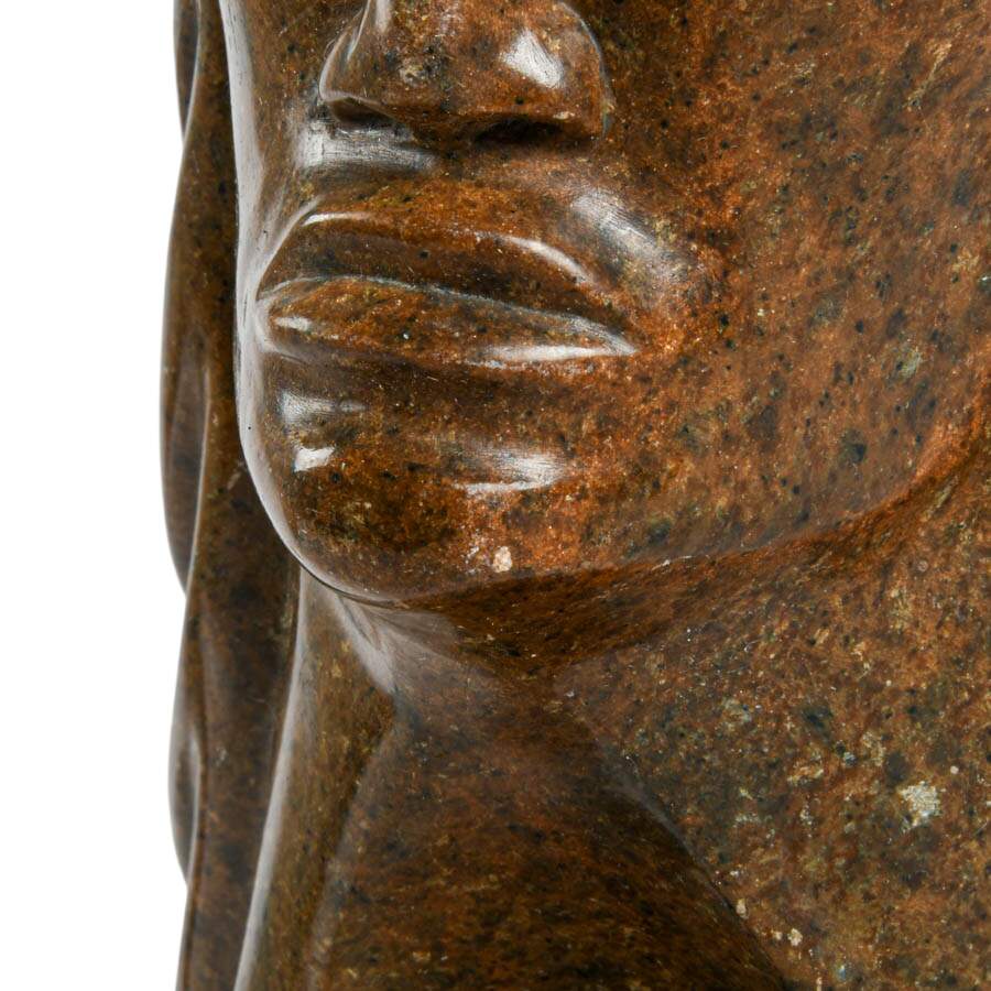 Signed Lorne Fineday Double-Faced Carved Marble Native Sculpture-6