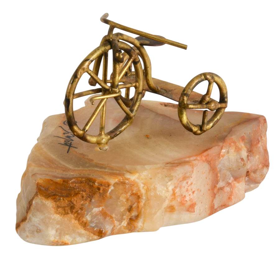 Signed DeMott Brass Tricycle Sculpture-6