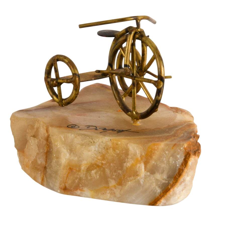Signed DeMott Brass Tricycle Sculpture-4