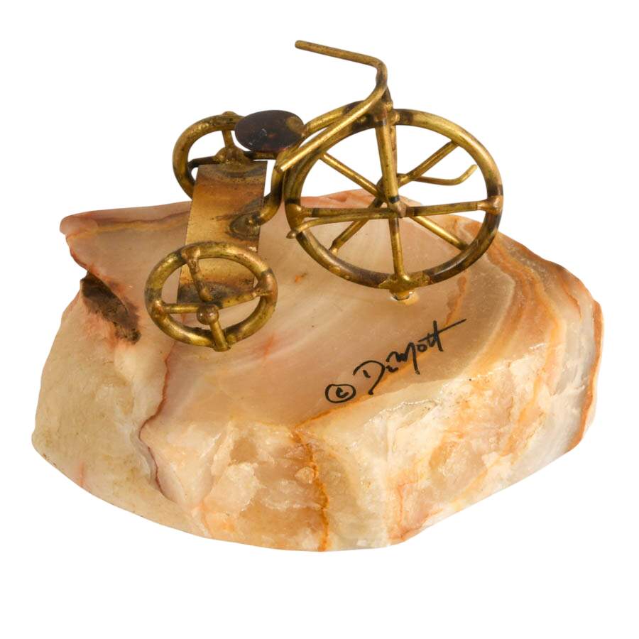 Signed DeMott Brass Tricycle Sculpture-2