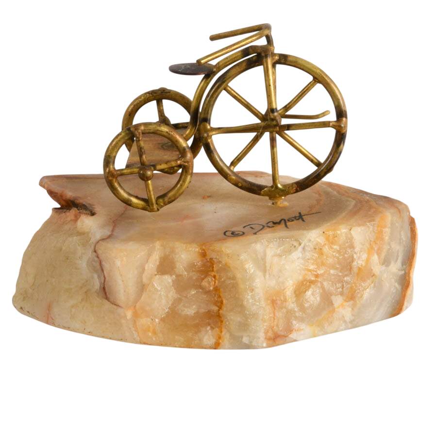Signed DeMott Brass Tricycle Sculpture-1