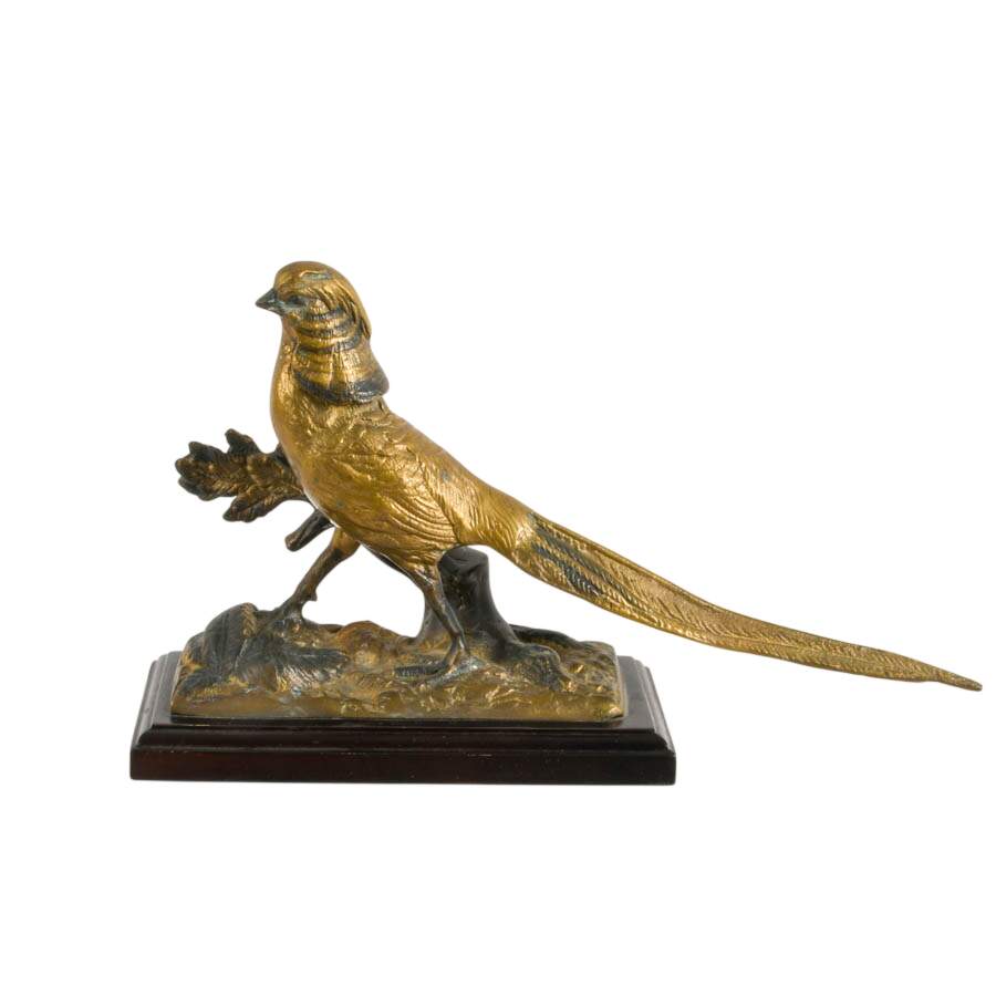 Bronze Pheasant Sculpture on Base After Alfred Dubucand-1