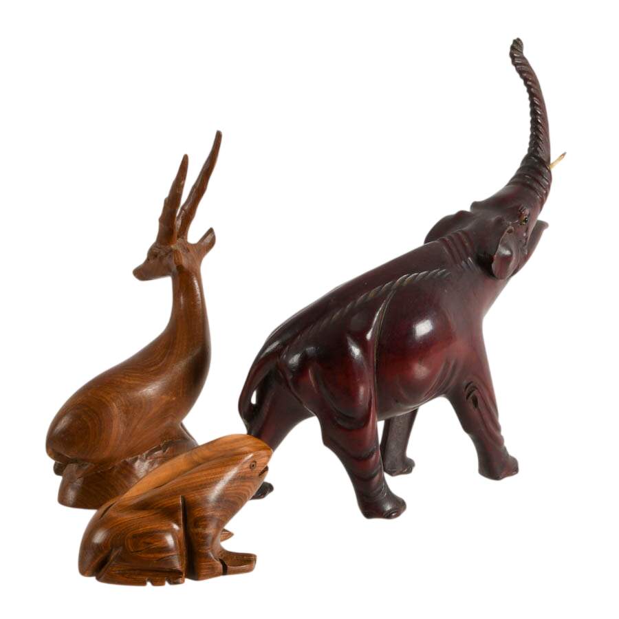 Trio of Wooden African Animals-3