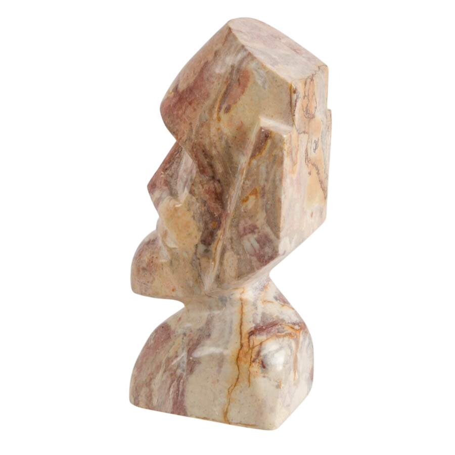 Easter Island-Style Pink Marble Statue-3