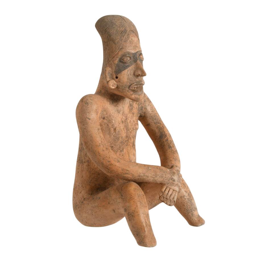 Mesoamerican-Style Seated Pottery Figure-9