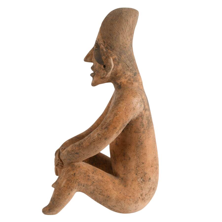 Mesoamerican-Style Seated Pottery Figure-7