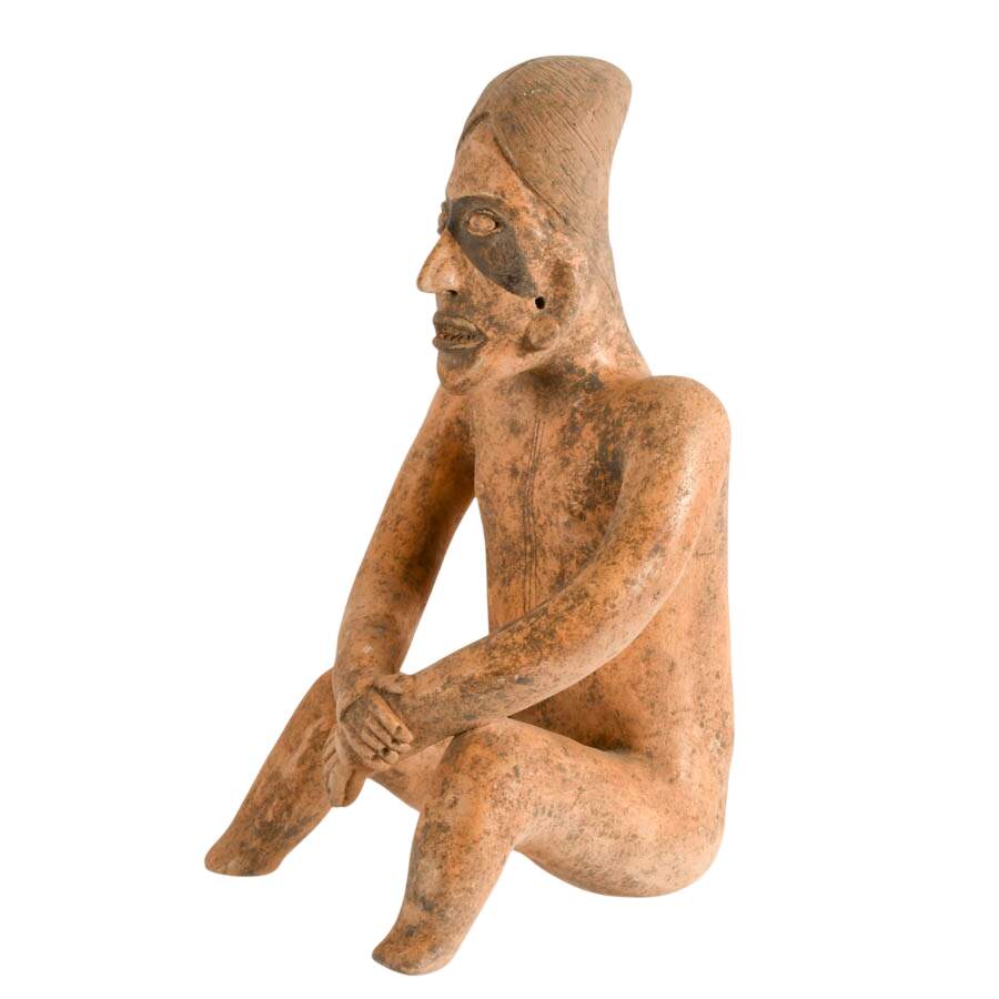 Mesoamerican-Style Seated Pottery Figure-3