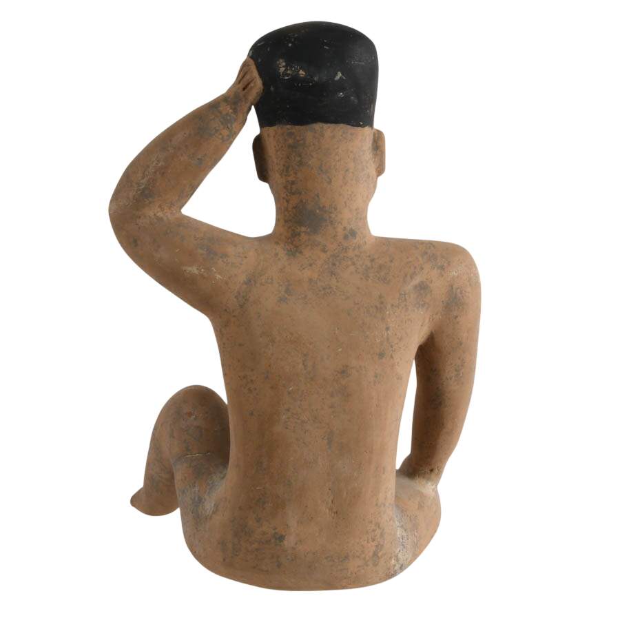 Olmec-Style Mexican Seated Pottery Figure-7