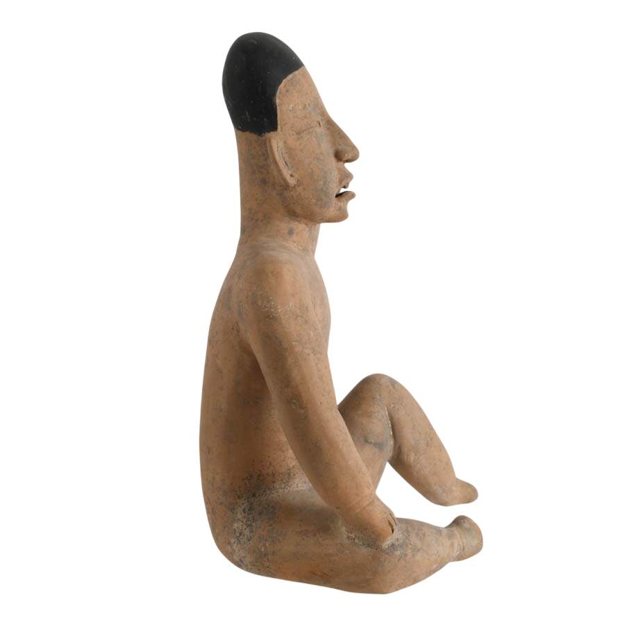 Olmec-Style Mexican Seated Pottery Figure-5