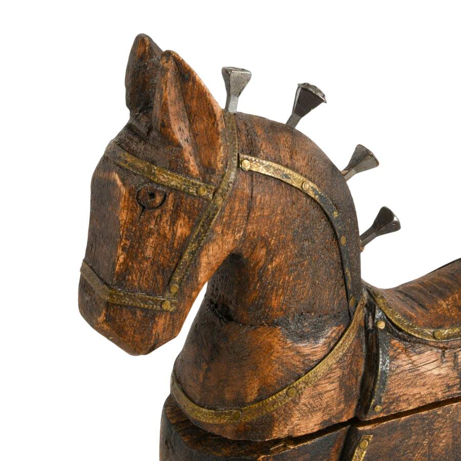 Antique Carved Rajasthani Horse on Wheels-2