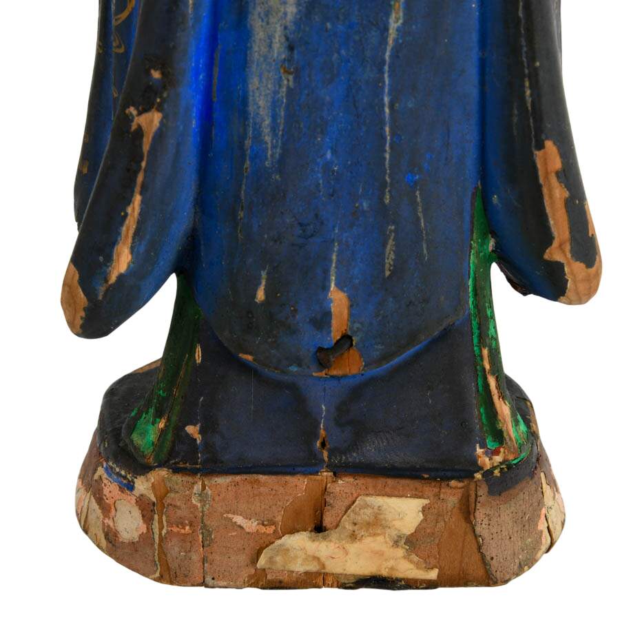 Pair of Antique Polychrome Wood Asian Figures-7