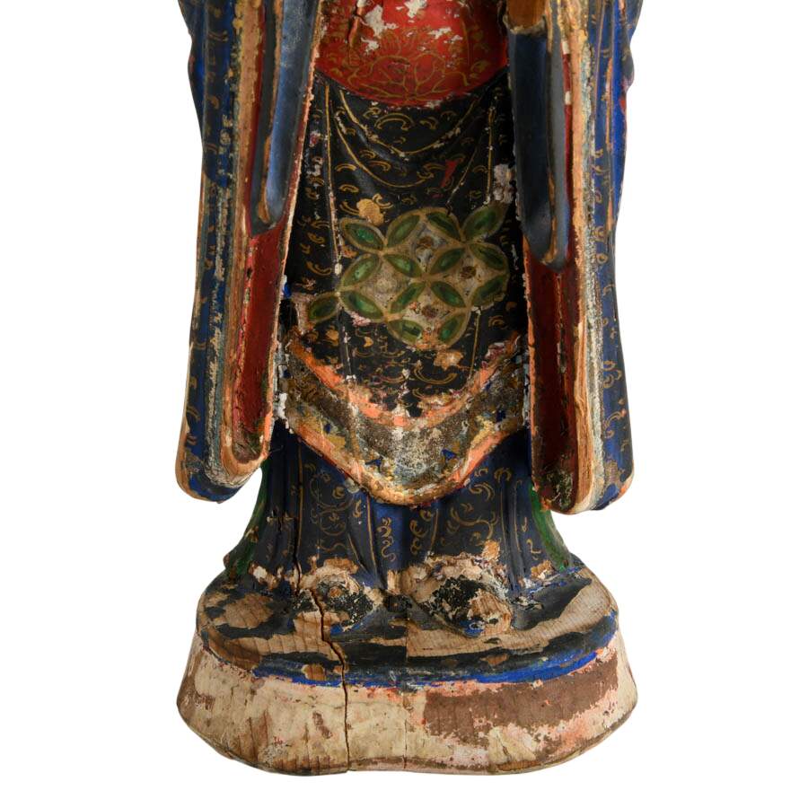 Pair of Antique Polychrome Wood Asian Figures-5