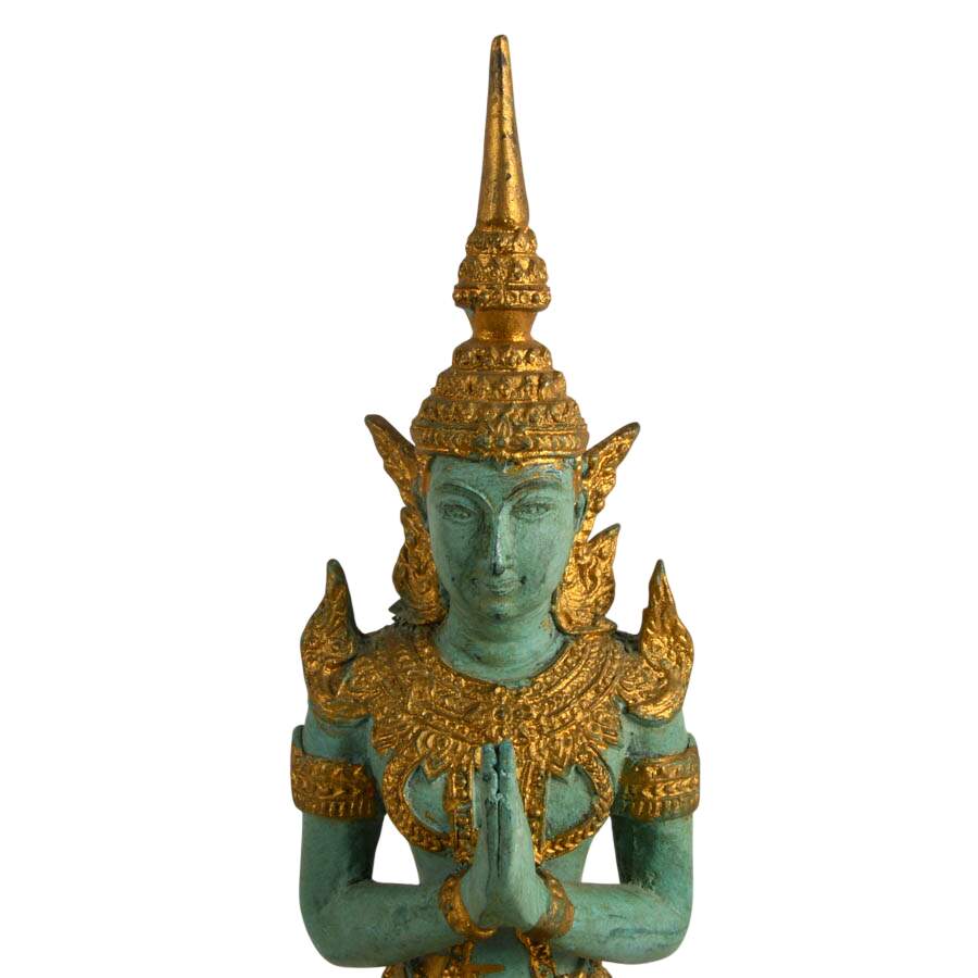 Trio of Thai Bronze Teppanom and Deities Statues-10