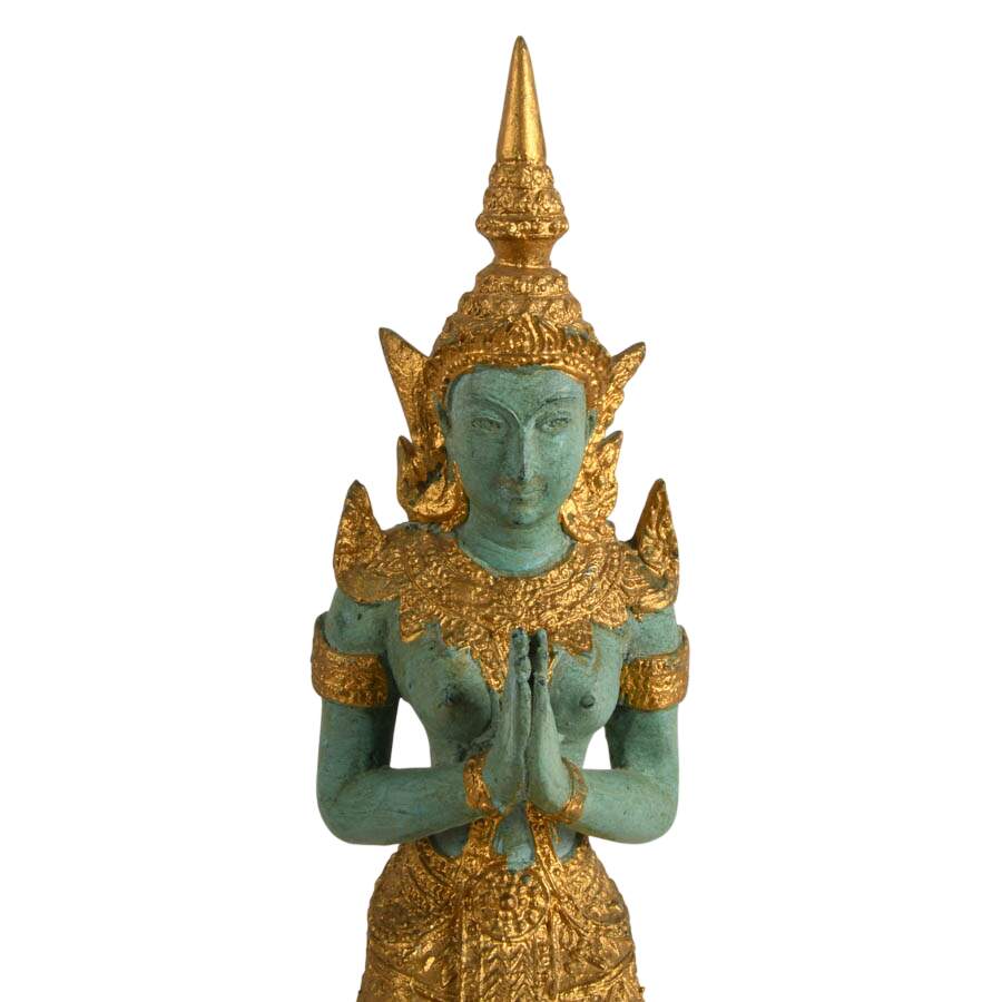 Trio of Thai Bronze Teppanom and Deities Statues-8