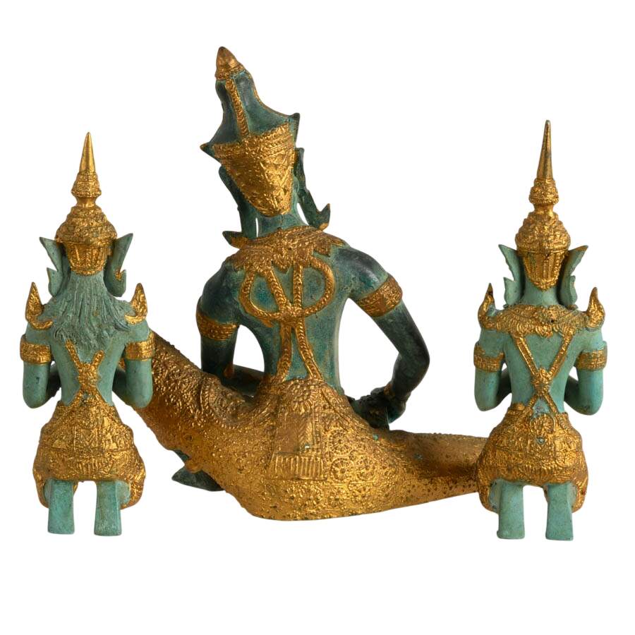 Trio of Thai Bronze Teppanom and Deities Statues-3