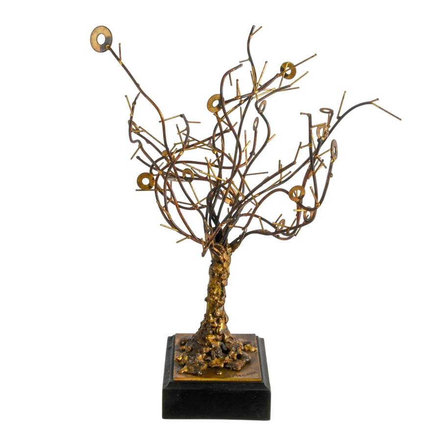 Signed Accolla Brutalist Wire Tree Sculpture-4