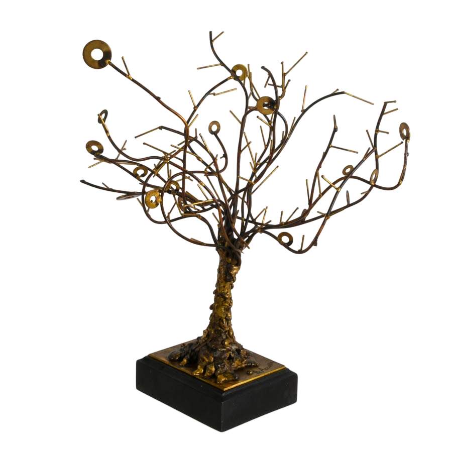 Signed Accolla Brutalist Wire Tree Sculpture-3