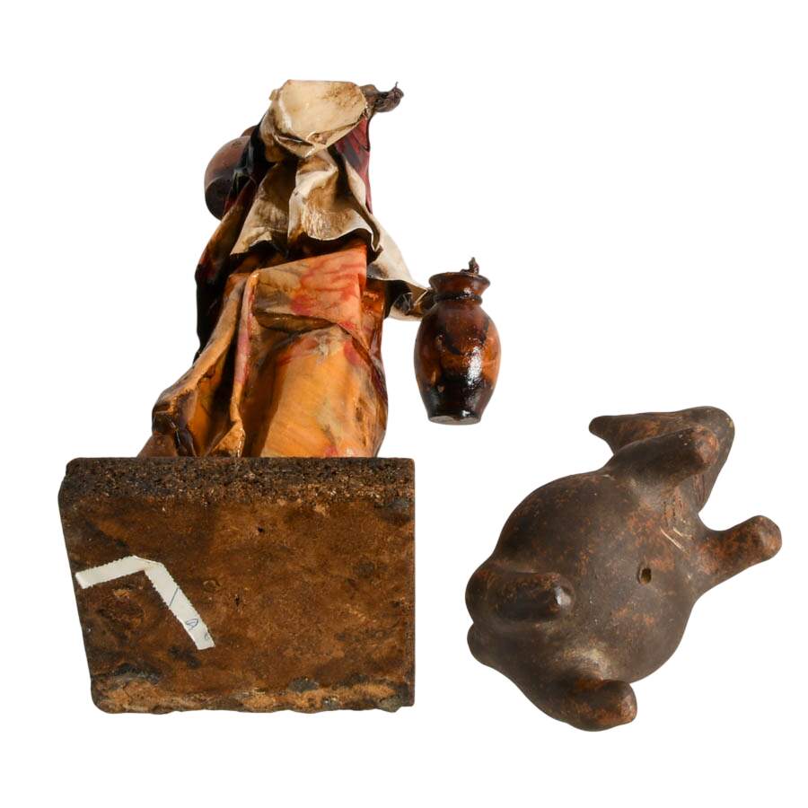 Pair of Mexican Folk Items: Papier-mâché Lady and Xoloitzcuintli Pottery-10