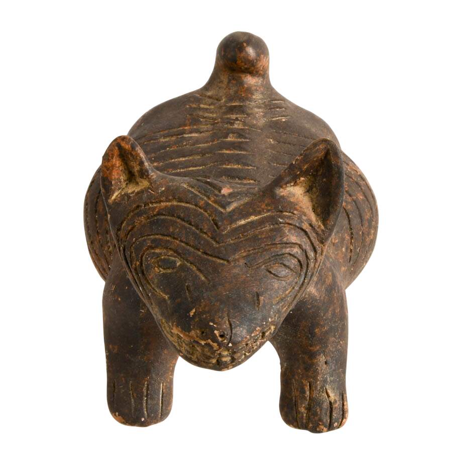 Pair of Mexican Folk Items: Papier-mâché Lady and Xoloitzcuintli Pottery-8