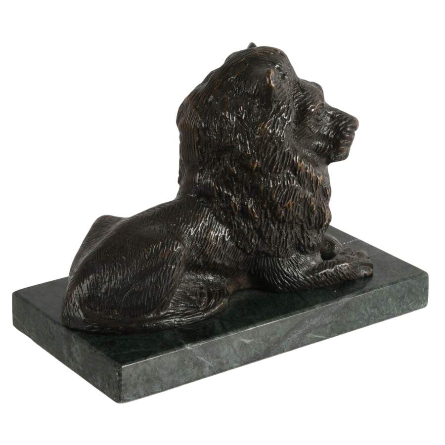 Hollywood Regency Lion on Green Marble Sculpture-7