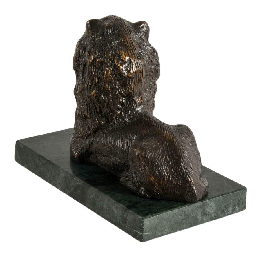 Hollywood Regency Lion on Green Marble Sculpture-6