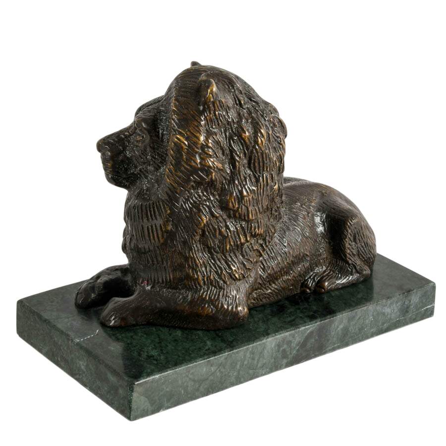 Hollywood Regency Lion on Green Marble Sculpture-4