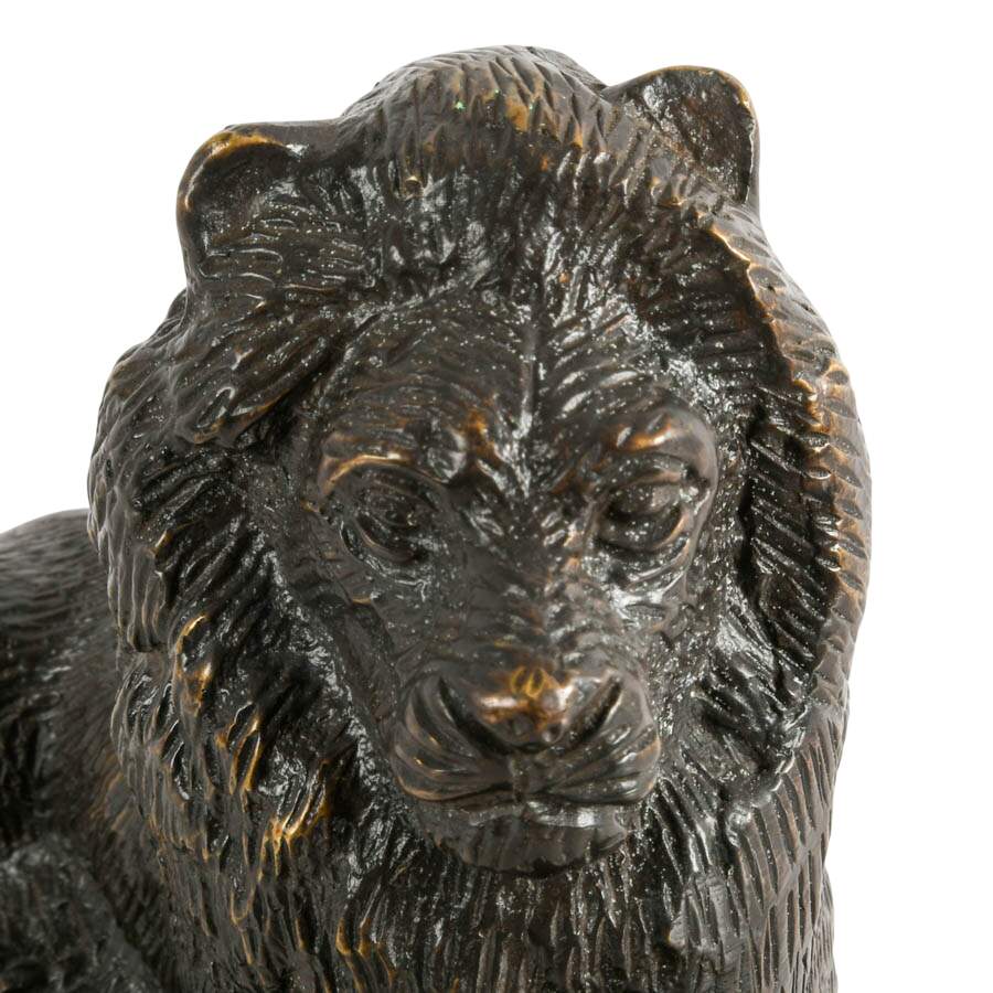 Hollywood Regency Lion on Green Marble Sculpture-2