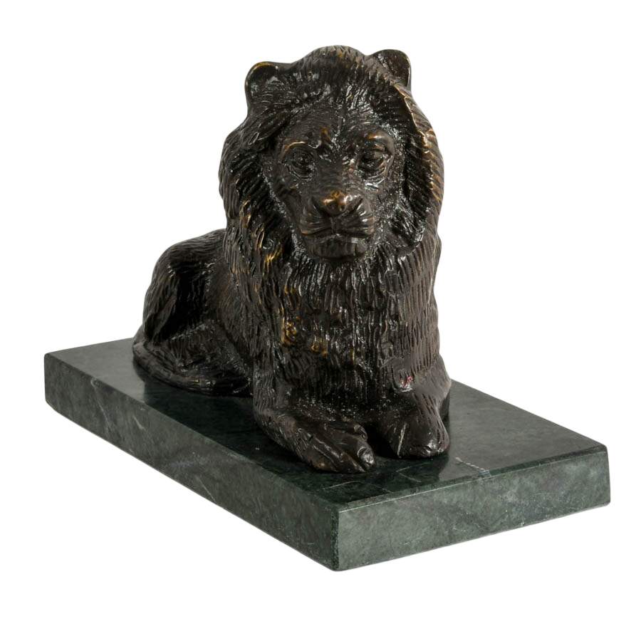 Hollywood Regency Lion on Green Marble Sculpture-1