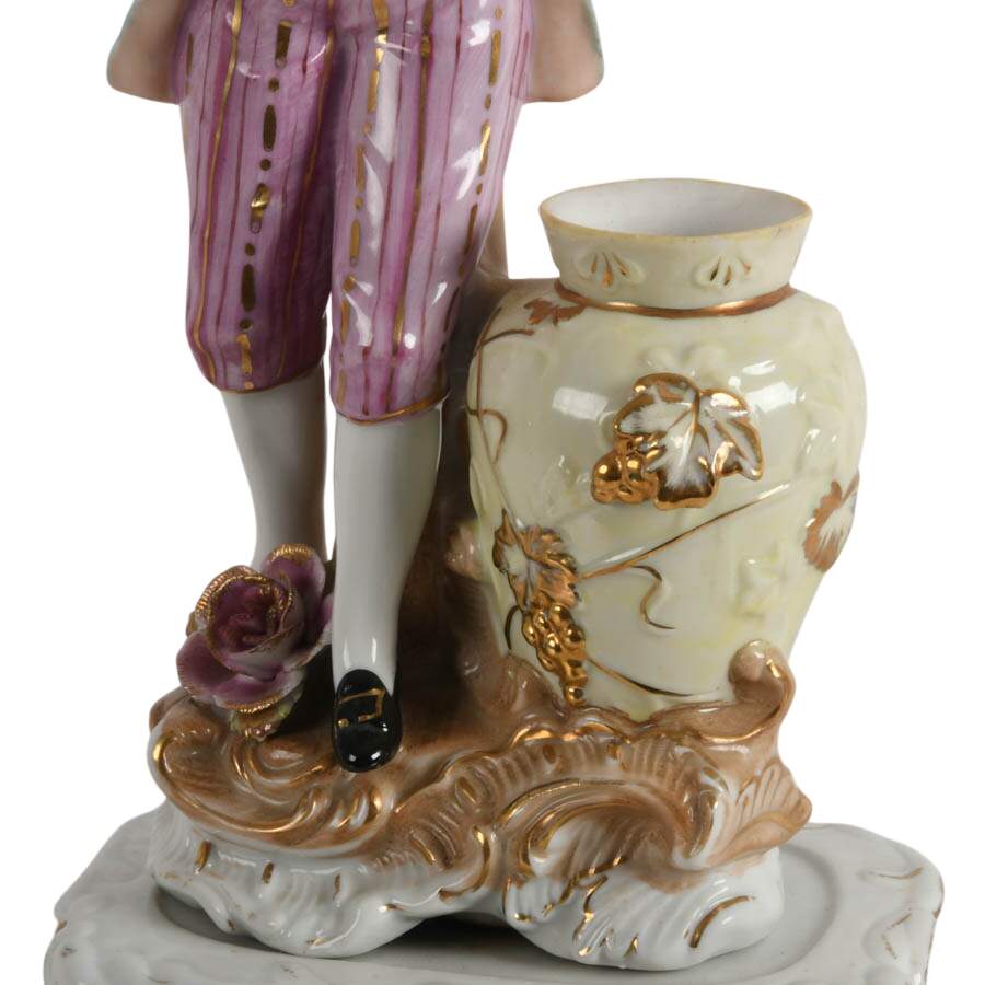 Pair of Vintage Hand-Painted Rococo-Style Japanese Porcelain Figures-8