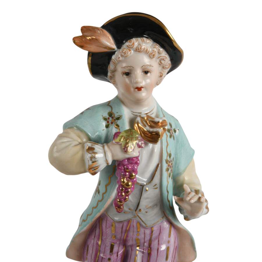 Pair of Vintage Hand-Painted Rococo-Style Japanese Porcelain Figures-7