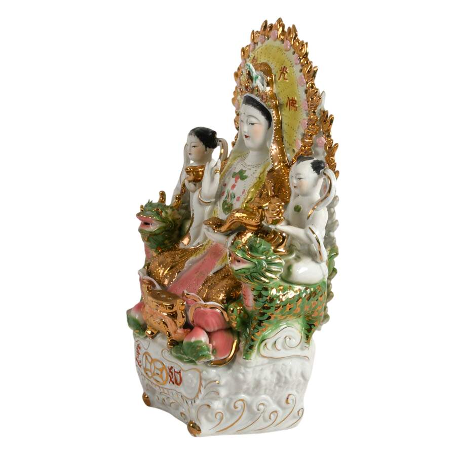 Hand-Painted Porcelain Guanyin Altar Piece-5