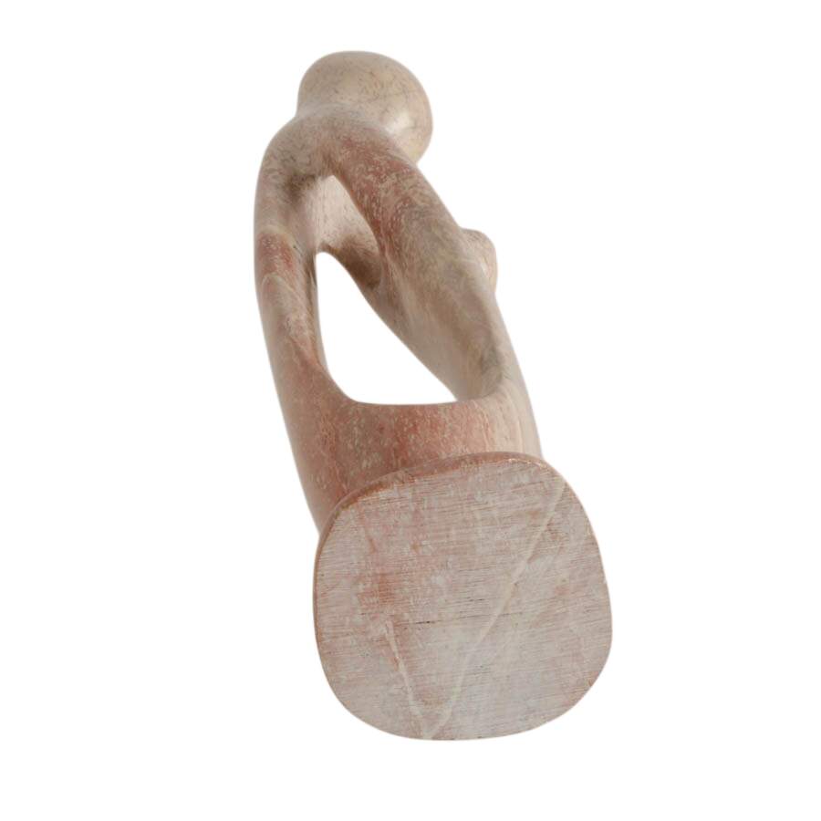 Hand-Carved Modernist-Style Pink Soapstone Family Statue-8