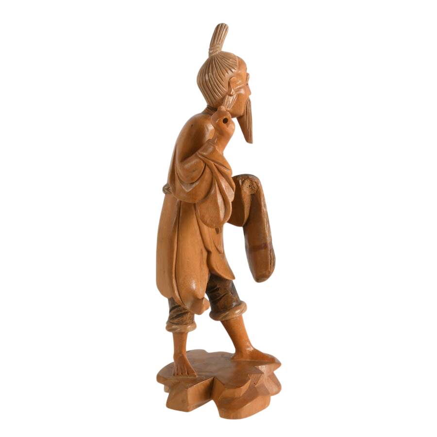 Hand-Carved Chinese Jiang Taigong Wooden Statue-8