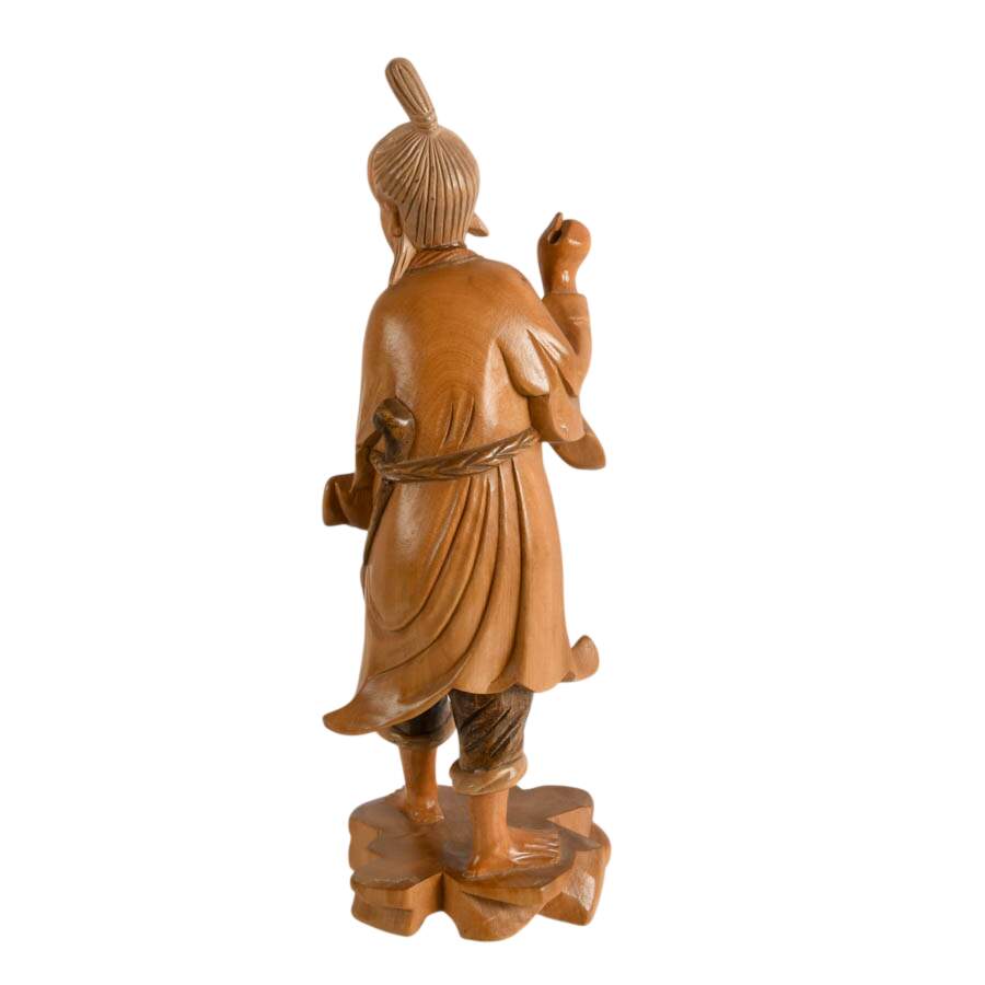 Hand-Carved Chinese Jiang Taigong Wooden Statue-7