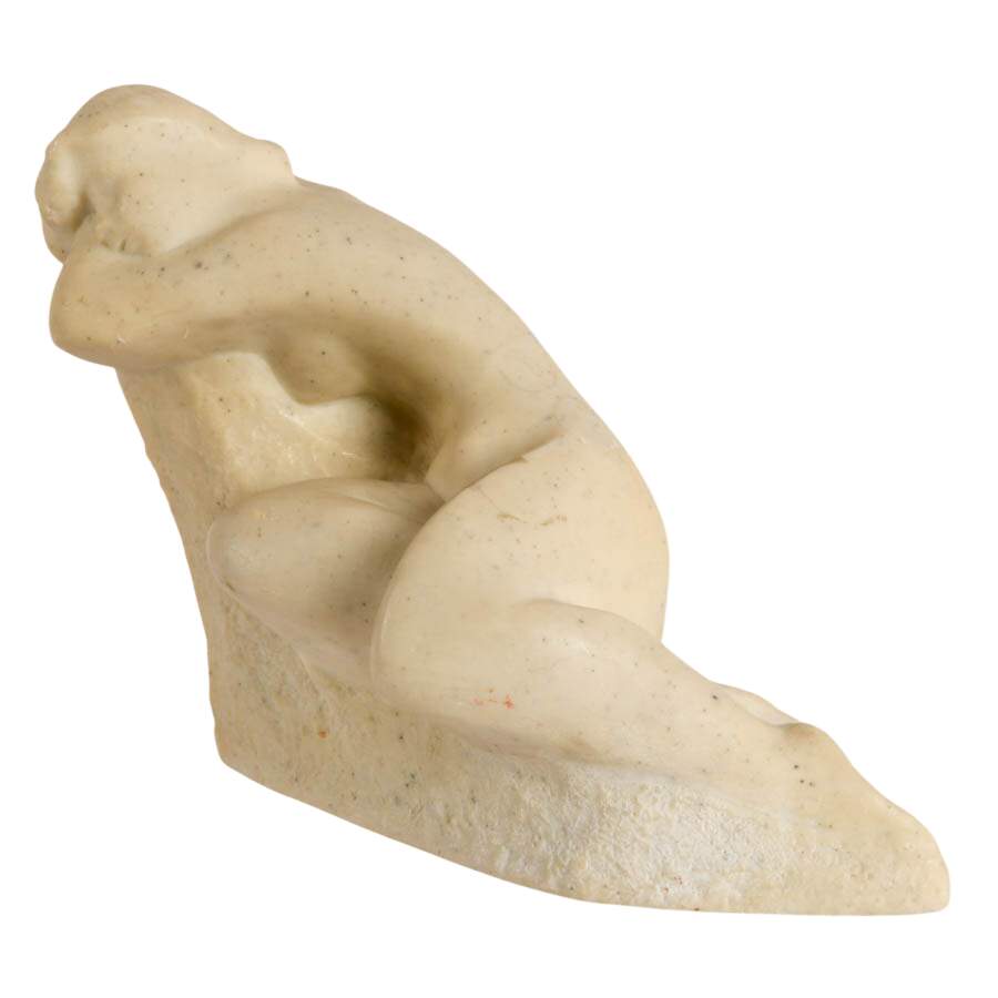 Signed Vincent Glinsky Reclining Nude Stone Sculpture-2