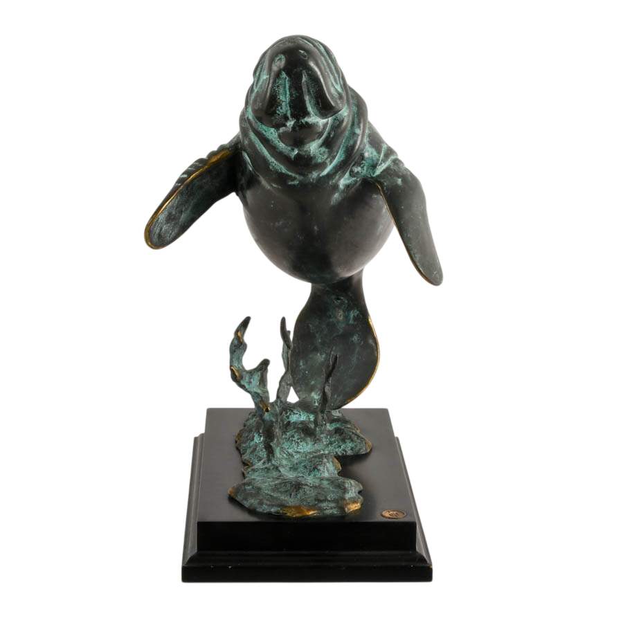 Brass and Wood Manatee Sculpture by San Pacific International-4