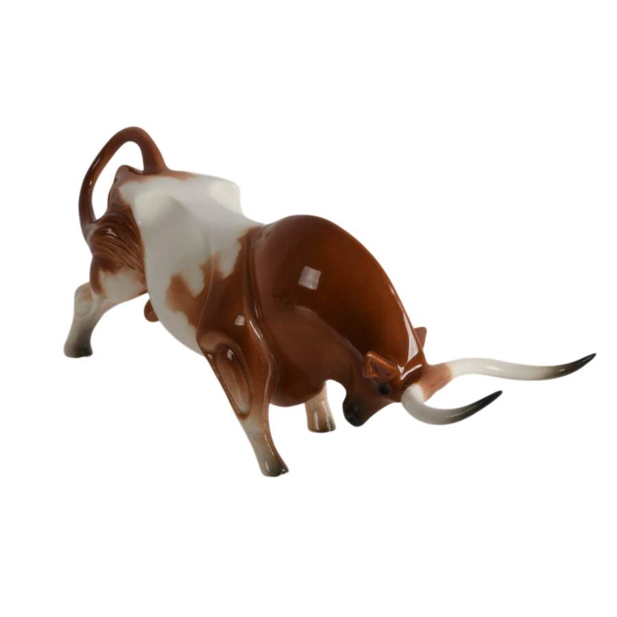 Mid-Century Algora Spanish Porcelain Bull Figurine-5