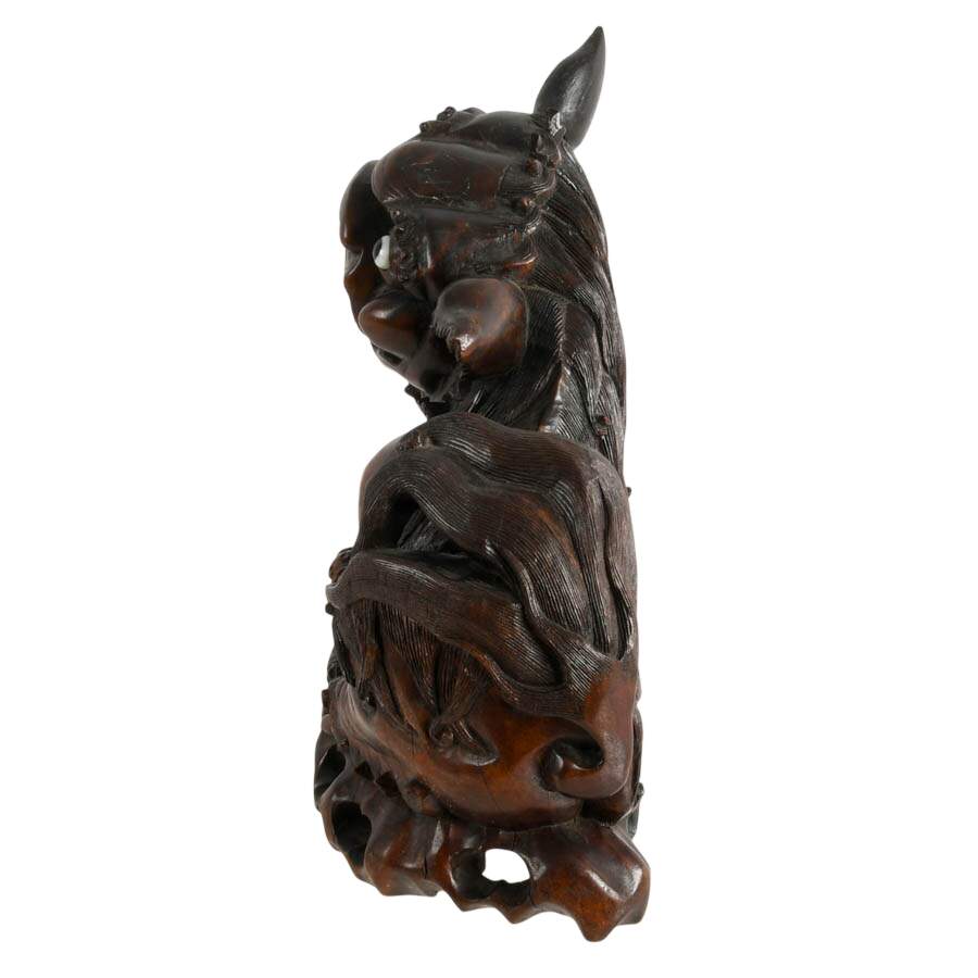 Hand-Carved Wooden Chinese Imperial Lion-7